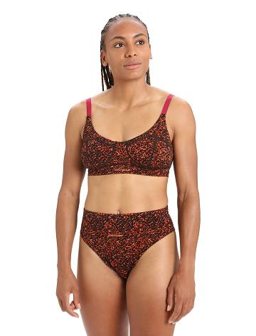 Black / Cherry Icebreaker Merino Queens Clasp Bra Women's One Piece & Sets | AU 1733NWYB